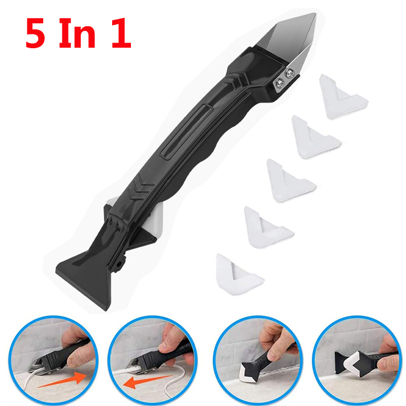 Grout Saw Removal - 5-in-1-Silikon-Entferner-Dichtstoff, glatter Schaber, Dichtungsmasse, Finisher, Fugenmörtel-Set,
