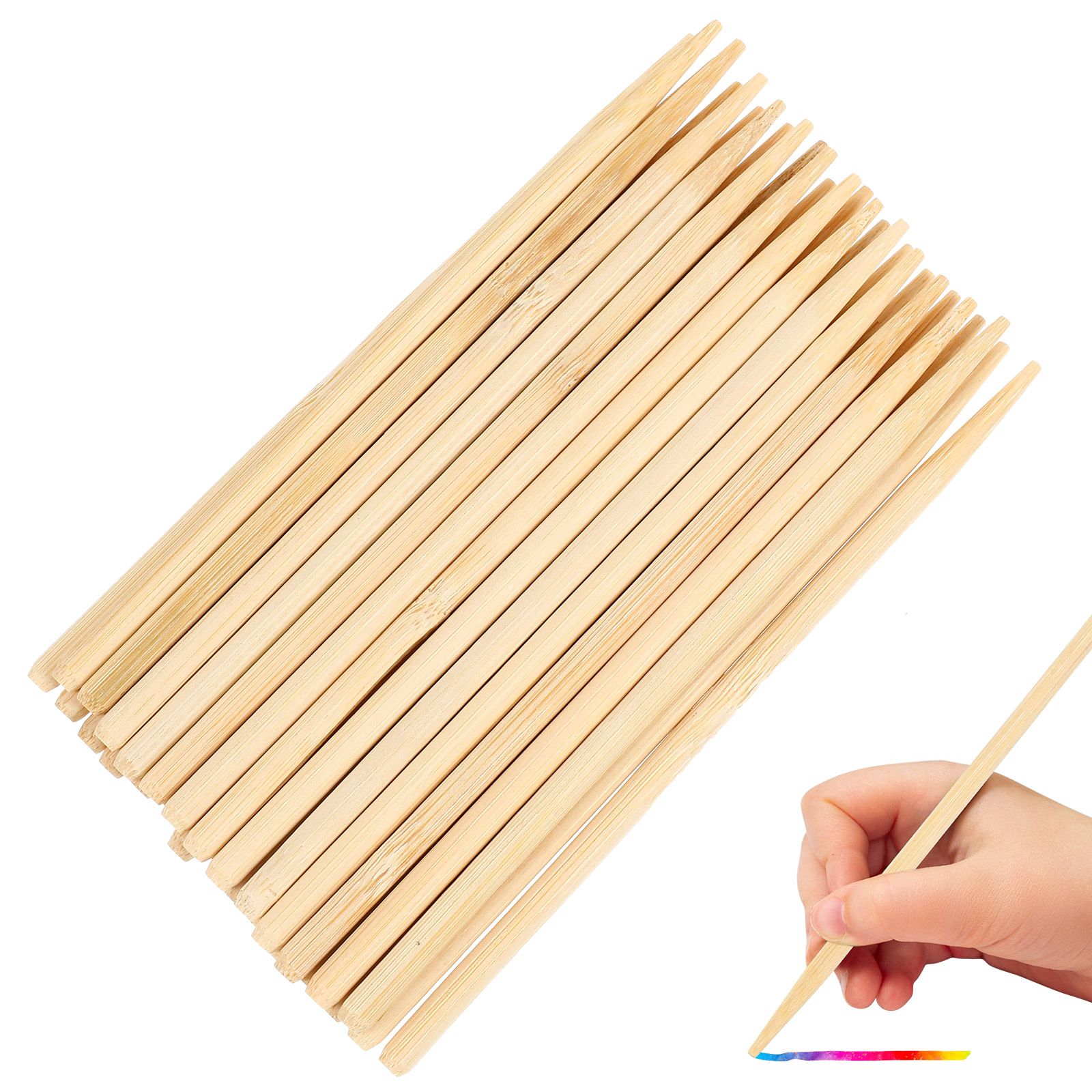 Wood Filler Stick - 30 Stück Holz-Kratzmalerei-Bambus-Stift, Wachsstift für Haarzweige,
