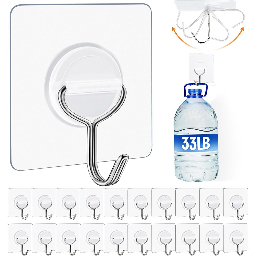 Home Improvement Kitchen - Schwerlast-Klebehaken 33lb Wasserdicht Rostfrei Transparente Selbstklebende