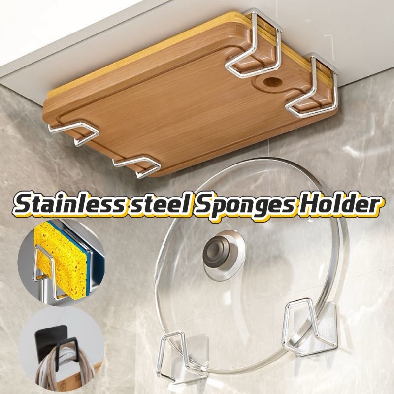 Home Improvement Kitchen - 1-10 Stück Küchen-Edelstahl-Schwammhalter Selbstklebender Abfluss-Trockenständer Haushaltswandhaken