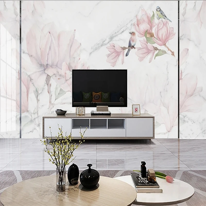 Tv Home Improvement - Maßgefertigte 3D-Tapete mit Rosa Blumen und
