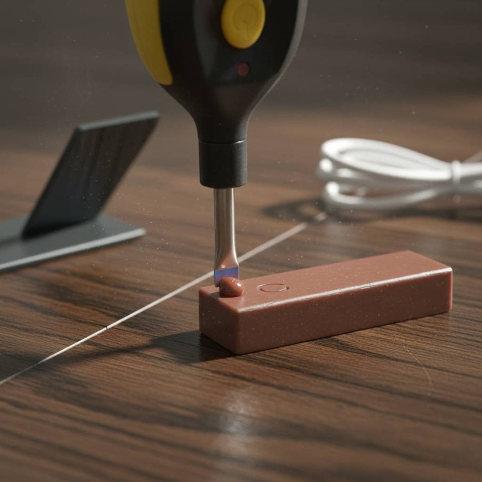 Wood Filler Stick - Holzboden-Reparaturset USB-Aufladbarer Heizstift-Kit Füllstift Schmelz-Reparaturwerkzeug Aufbewahrungsbox